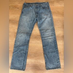 Vintage 90s Levi’s 501 Straight Leg Jeans Light Wash Button Fly Men’s 34x32